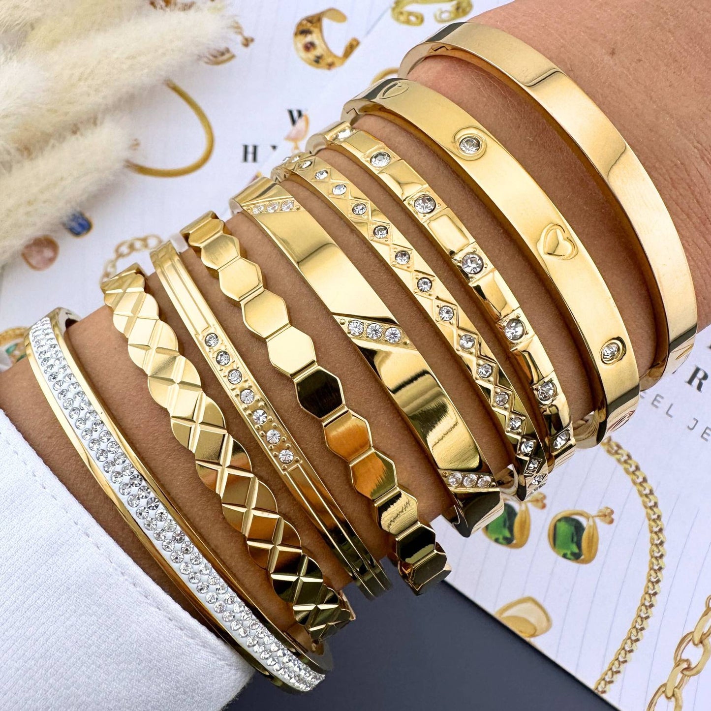 18K Goldplattierte Edelstahlarmband im Minimalistischen Offenen Design