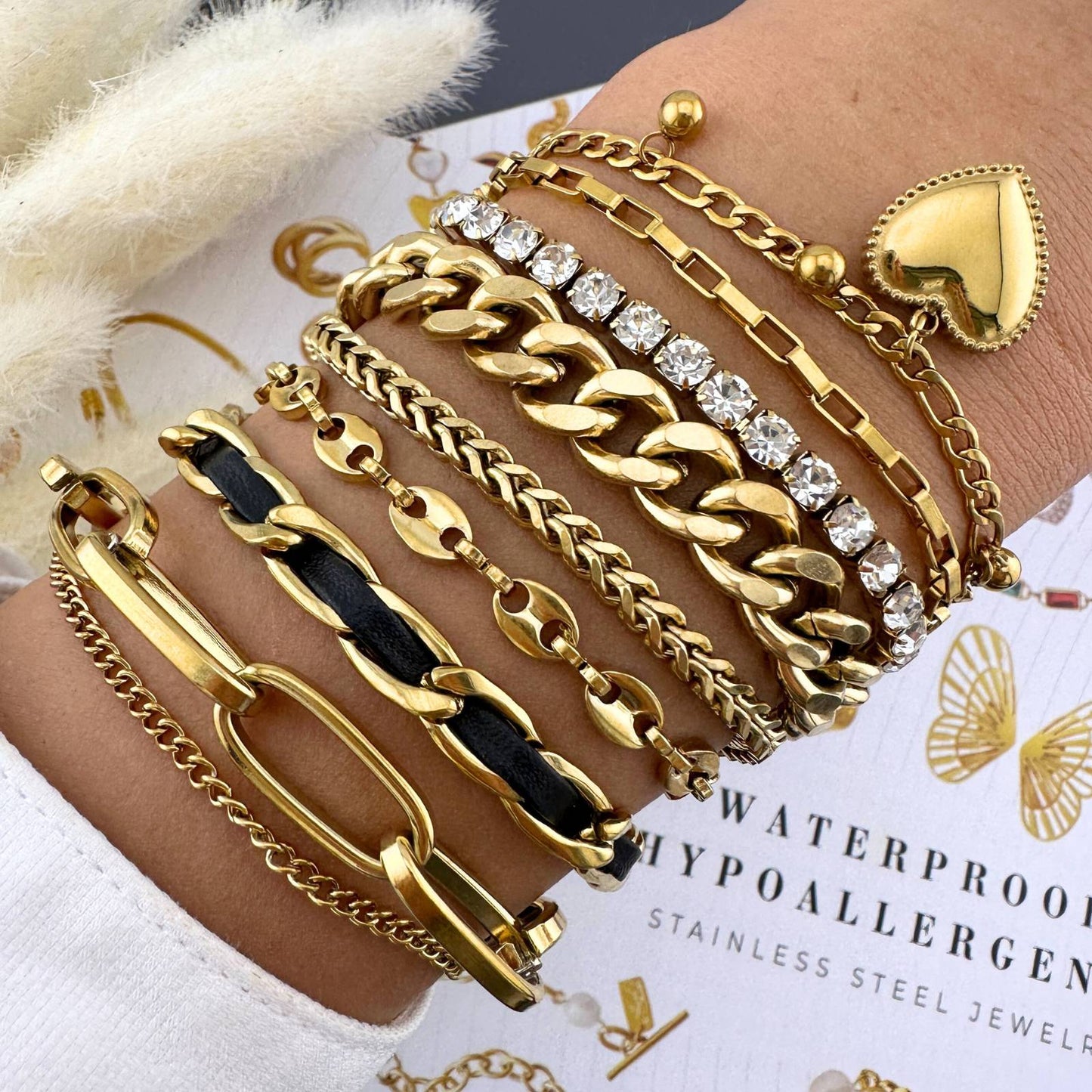 18K Goldplattiertes Edelstahl-Armband mit Cuban Links – Eleganz im Doppel-Design