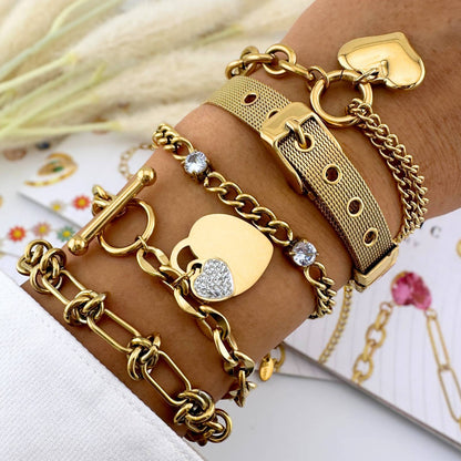 18K Goldplattierte Edelstahlarmband mit Chic Design