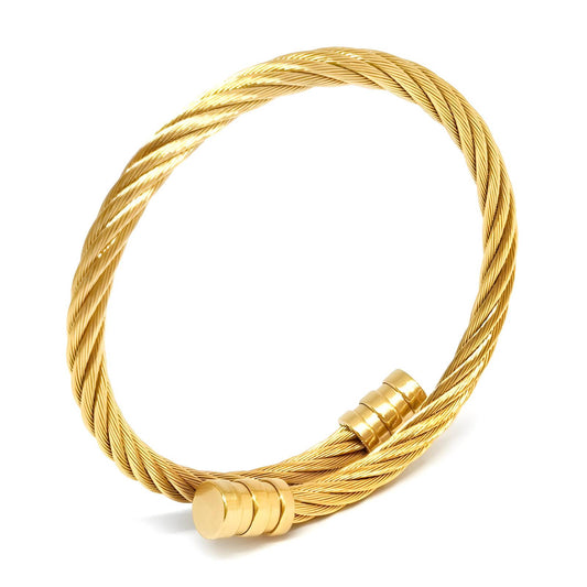 18K Goldplattierte Edelstahlarmband im Minimalistischen Luxuriöses Offenen Design