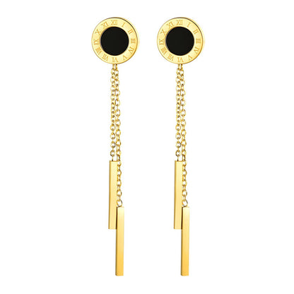 18K Goldplattierte Edelstahl Ohrringe mit schwarzen detail und Minimalistischem Design