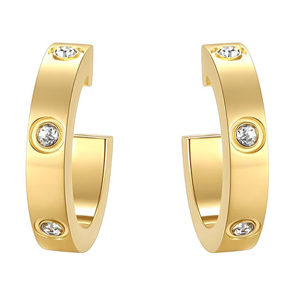18K Goldplattierte Edelstahl Ohrstecker mit Zirkonias