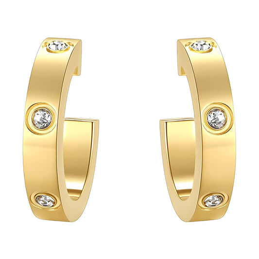 18K Goldplattierte Edelstahl Ohrstecker mit Zirkonias